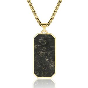 Wholesale Rectangle Forged Carbon Fiber Pendant SS Plated Men's 14k Gold Cross Necklace from china suppliers