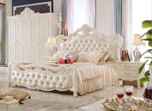 Wholesale 2018 European Style Antique wooden king size soft bed from china suppliers