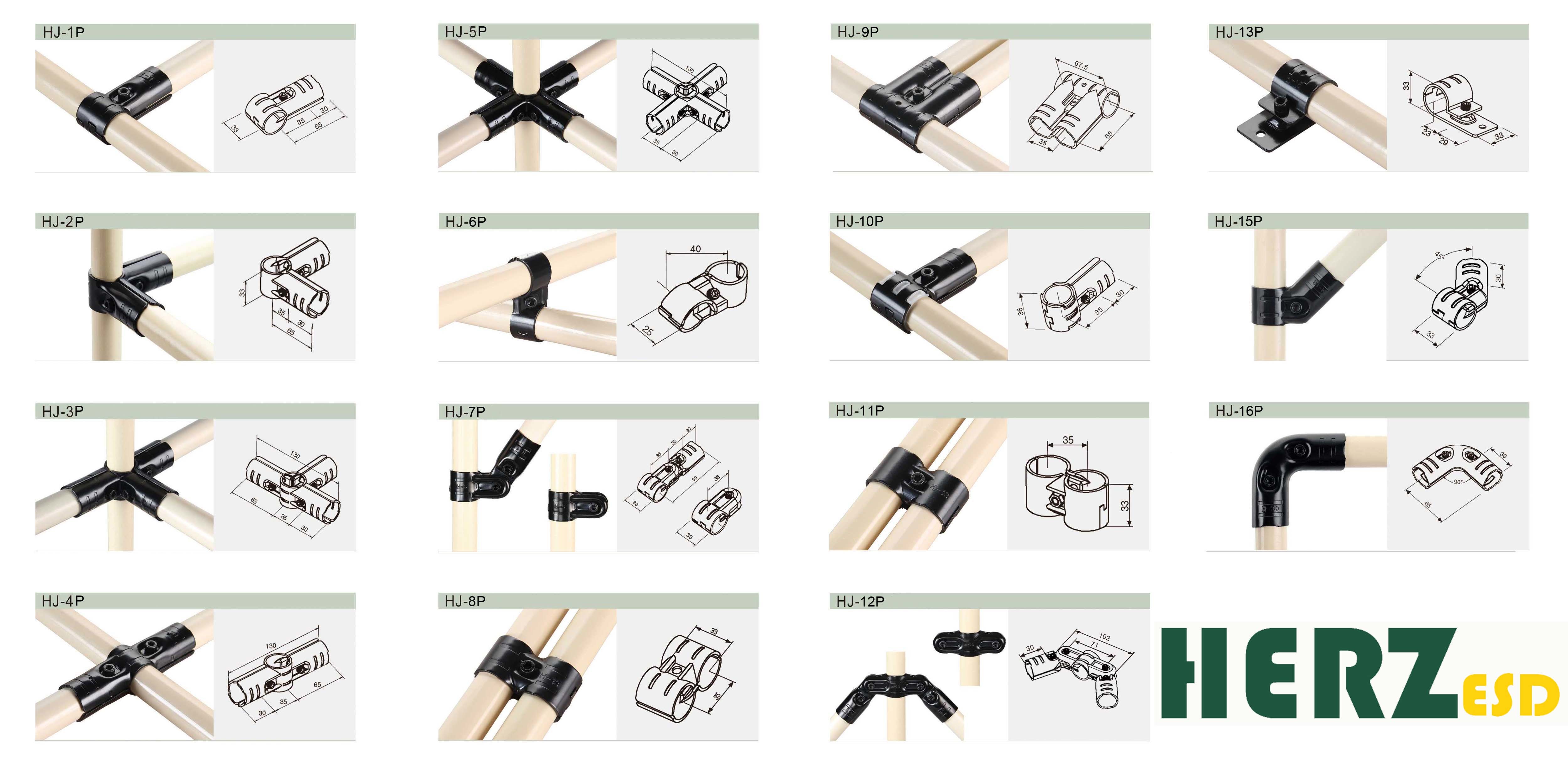 Assemble Lab Furniture ABS Coated Pipe , Lean Pipe System With Full Set Joint