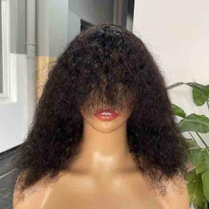 Wholesale Natural Kinky Straight Water Wave Short Curly Bob Wigs Human Hair With Bangs from china suppliers