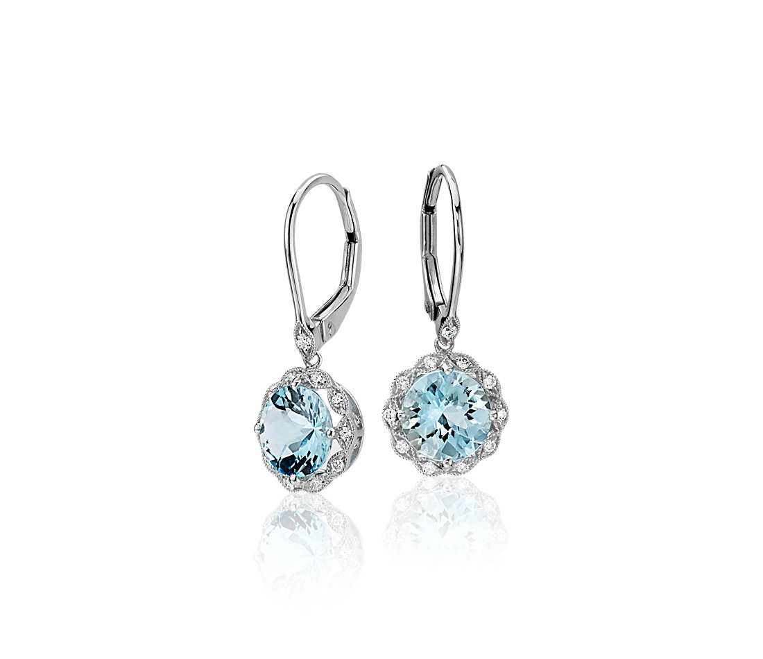 Rhodium Plating Double Turquoise 925 Sterling Silver Cubic Zirconia Earring for Women