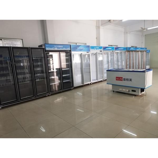 Custom Double Sliding Door Display Fridge Freezer Adjustable Wire Shelves