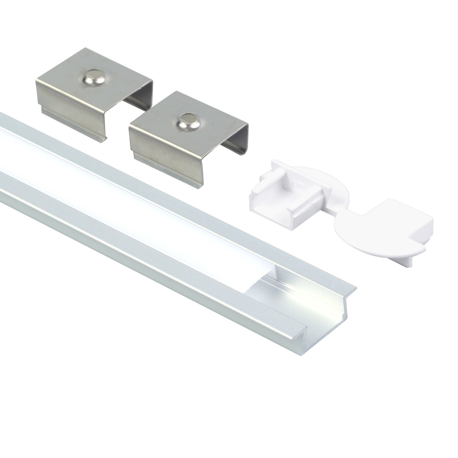 LED Strip LED Aluminum Profile With PC Cover End Caps And Mounting Clips