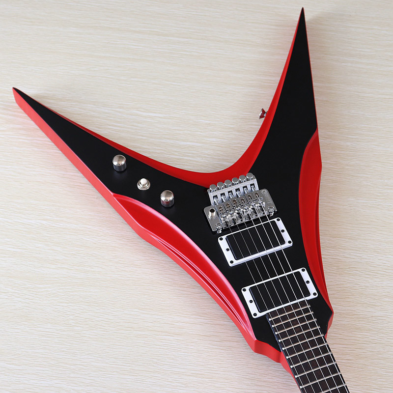 6 Strings Guitar 39 Inch V Shape Electric Guitar Neck Through Active Guitar Mahogany Wood Body Matte Pink Green Black Re