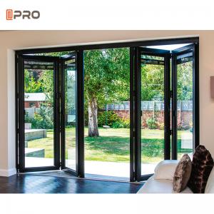 China Residential House Aluminum Folding Doors With Retractable Screen American Stadard on sale