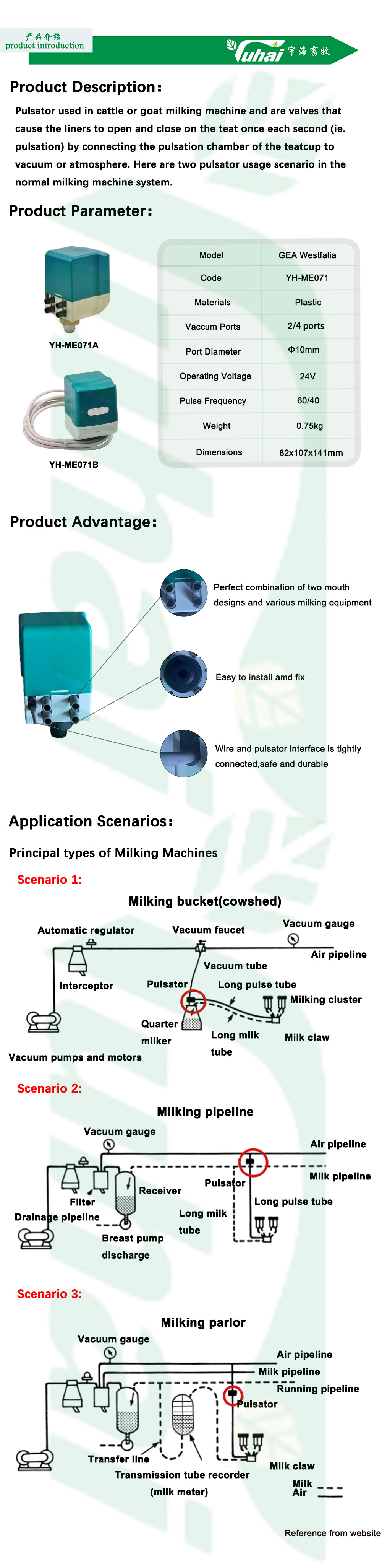 Cow Milking Machine Pulsator GEA Pulsator 24V Black Solenoid Valve