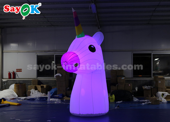 Rainbow Unicorn Inflatable Cartoon Characters 210DD Oxford Cloth Durable