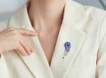 Brooch Sapphire Virgo Necklace 0.25ct Diamond Feather Pendant