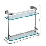 Home Bathroom Accessories Shelves Stainless Steel Tempered Dual Tier Glass