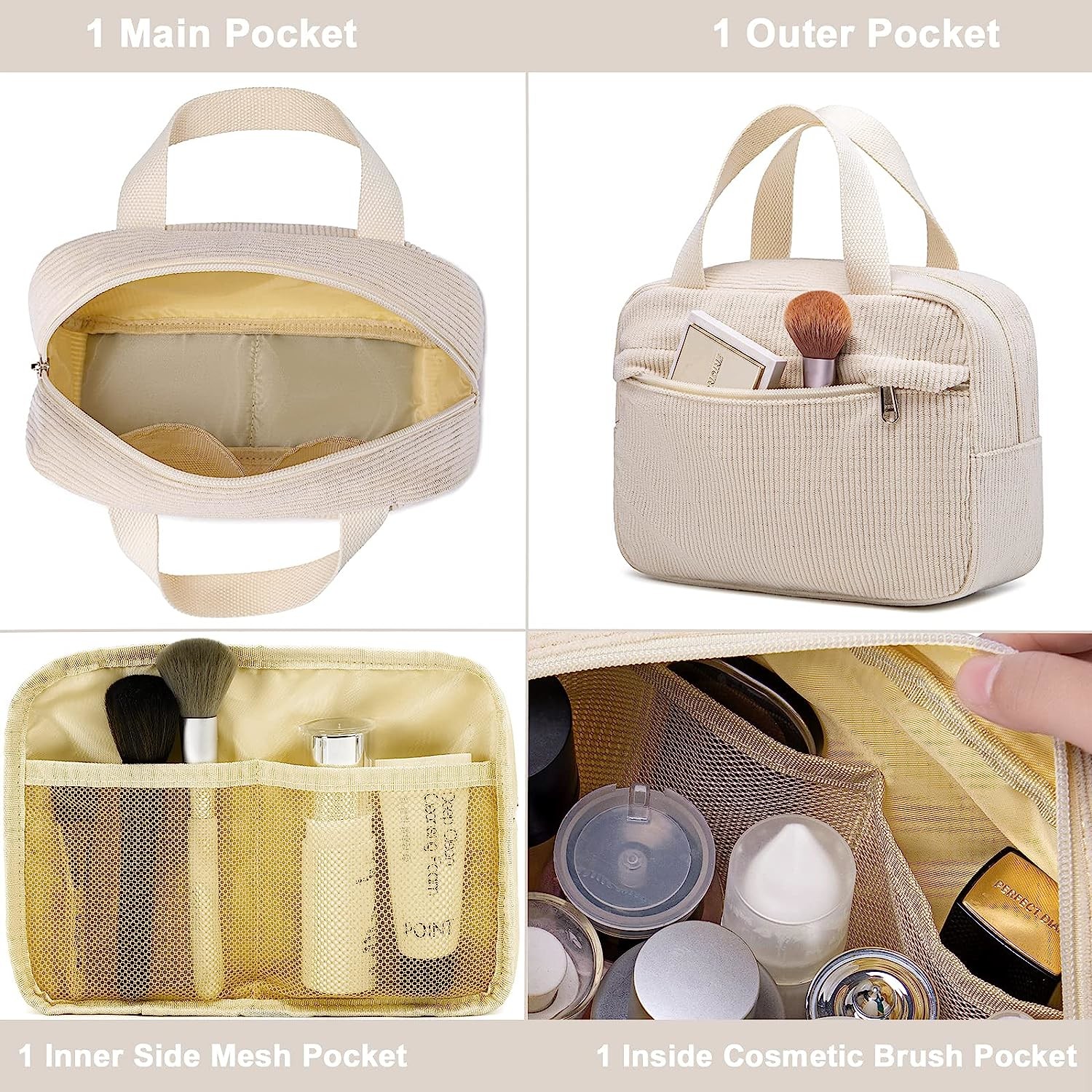 Shockproof Large Make Up Organizer Toiletry Bags Zipper Pouch For Women Girls