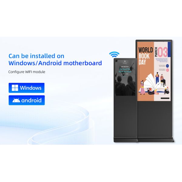 Full HD Floor Standing Digital Signage Display 32 / 43 / 50 / 55 / 65 Inch