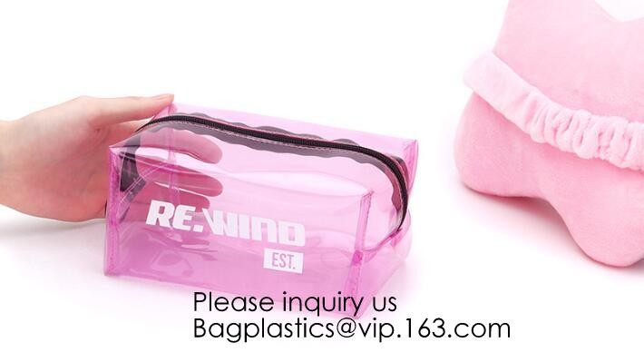 Custom Printing Recycled Soft Pvc Zipper Cosmetic Pouch,Transparent Customer Design PVC Cosmetic Pouch, bagease, bagplas