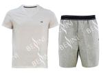 Mens Cotton Jersey V Neck Tee Short Pants Pyjamas Set Summer Pyjamas Logo