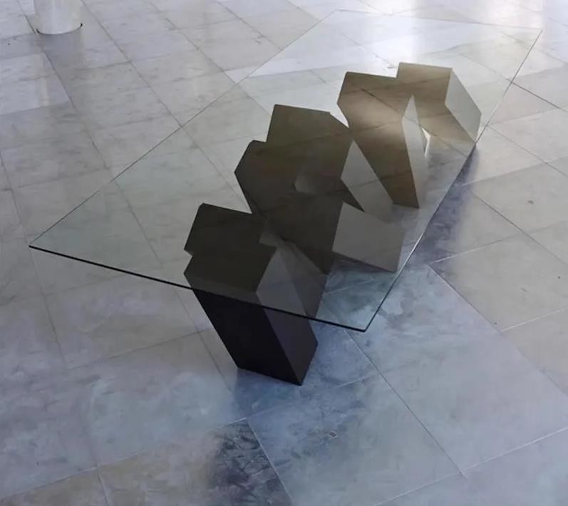 Novel Style Fashion Square Long Dining Table Acrylic Personality Base Design