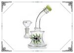 Green Eye Glass Water Pipe Mini Size , Showerhead Perc Recycling Hookah Tube