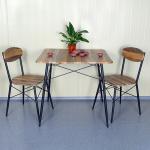 Brown 2 Seater Metal Dinning Table And Chair Set MDF Wooden Top