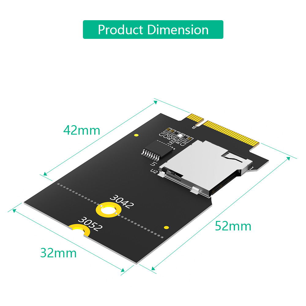 Micro SD Card TF SDHC SDXC To NGFF Key B Adapter Supports USB Bus, Not SATA Bus
