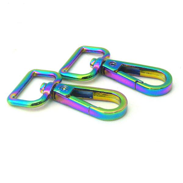 Wholesale 2021Newest Rainbow Color Metal Keychain Custom Snap Hook Buckle Pet Buckle Carabiner Hook