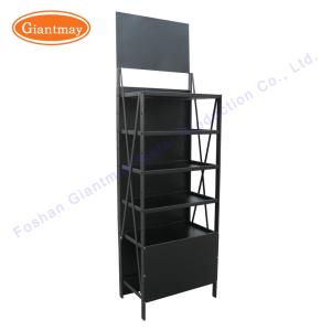Wholesale 5 Tiers Floor Standing Customized Black Metal Slatwall Display Shelf Units from china suppliers