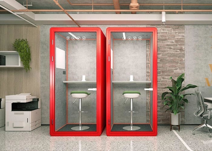 Acoustic office pods multiple interior colors available samll size phone booth with steel panel tempered glass