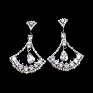 Wholesale Triangle Shape Silver Cubic Zirconia Drop Earrings Charm / Vintage Jewelry from china suppliers