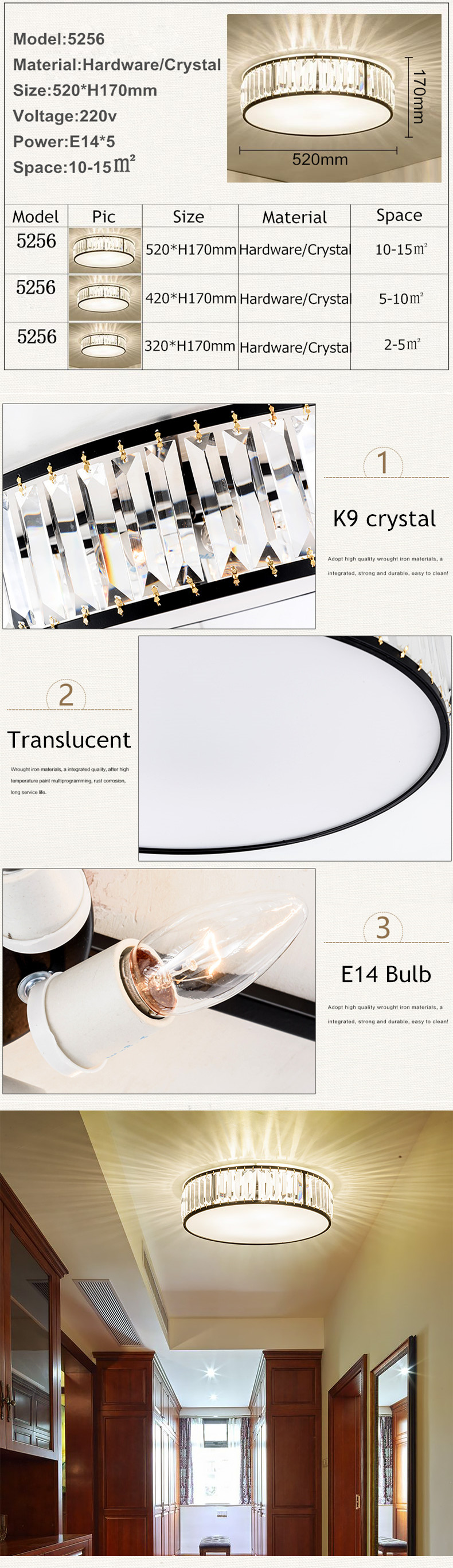 Modern Led Ceiling Lights Crystal Living room decor Creative Black chandelier lamp(WH-CA-98)