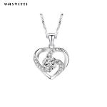 210mm 0.15oz 14k Gold Gemstone Crystal Necklace Festival Silver Heart Pendant