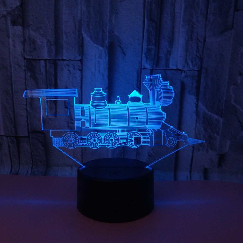New custom OEM logo sign train 3D night light Colorful abstract illusion light Gift small table lamp