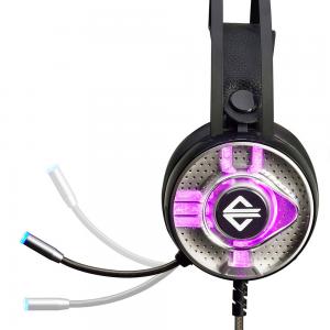 AJAZZ AX360 3.5mm Stereo Gaming Headset On Ear Headphones with Microphone Noise Canceling Colorful LED Lights Volume Con