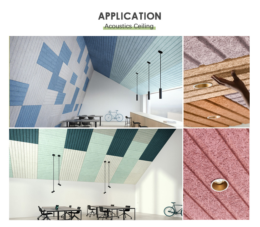 Rectangle Wood Wool Acoustic Panel 15mm Thickness For Acoustic Ceiling