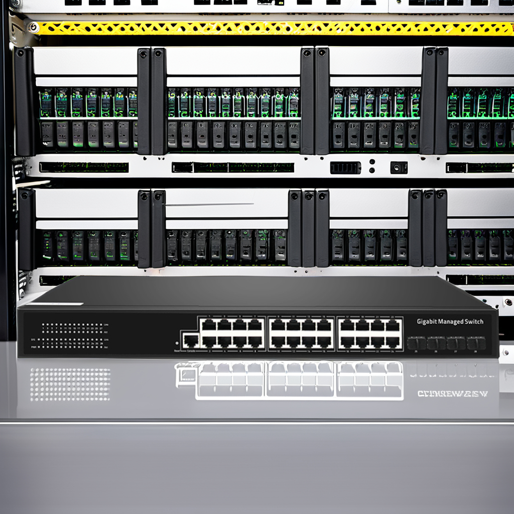 24 Port Managed Gigabit Ethernet Switch 1000mbps Poe SG3000-MG-24N4F with Full-Duplex Half-Duplex Communication Mode