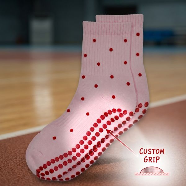 Custom Polka Dot Soft Cotton Non Slip Pilates Socks