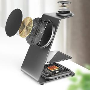 Wholesale Aluminum Alloy Magnetic Wireless Charger for IPhone Samsung Qi Phones Earbuds and iWatch from china suppliers