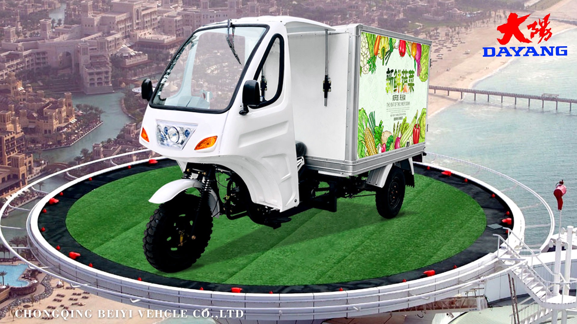 DAYANG Closed Body Express Cargo Tricycle AIR-cooling Engine 4.5 inch for B2B Shipping