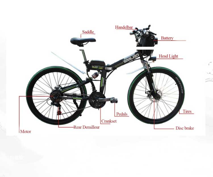 Hard Wearing Foldable Electric Bike , 350w 48 Volt Ebike Brushless Motor