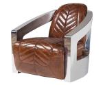 Aviator Retro Leather Chair With Stainless Steel Arms