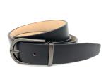 OEM Formal Mens Black Leather Dress Belt / Alloy Clamp Pin Buckle Belt