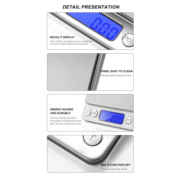 Mini Digital Kitchen Scales 3kg 0.1g 0.01g Weighing Capacity for Lab Balances and Gold Jewelry Weighing in Kitchen