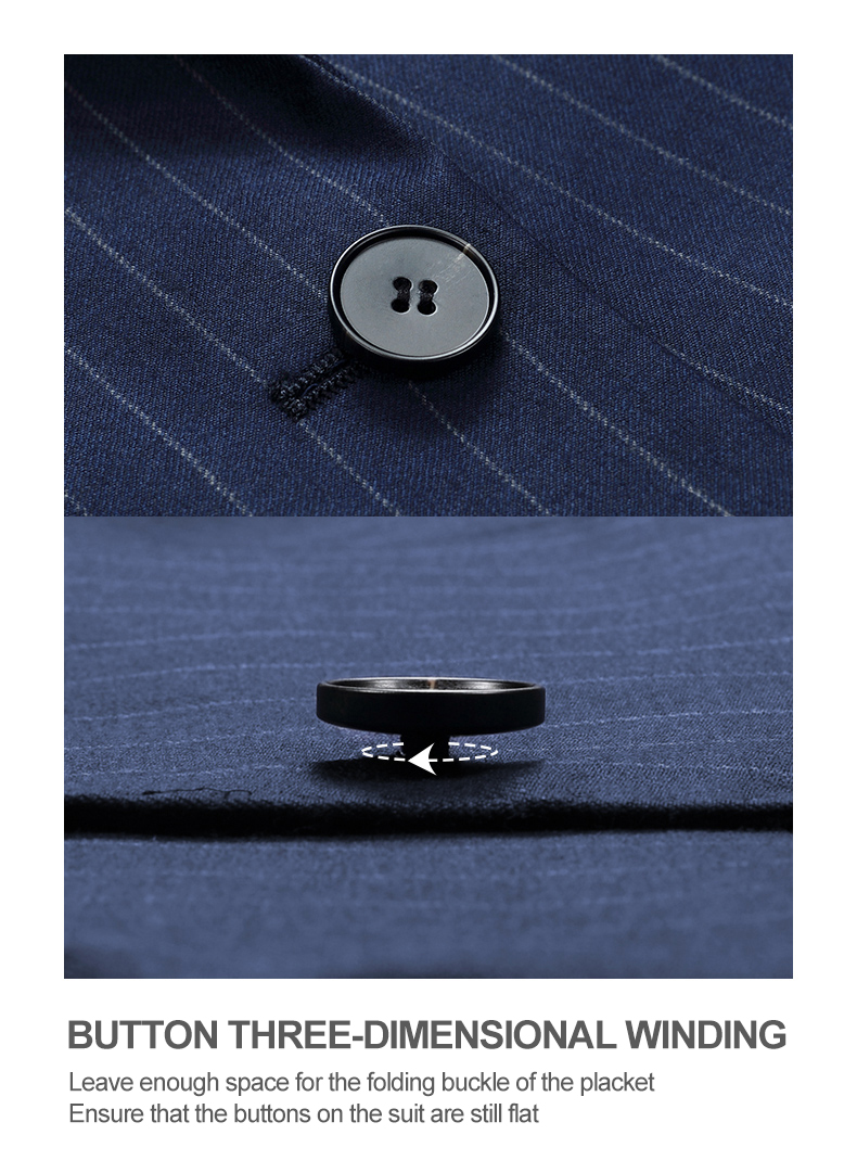 Men's 2 Pieces Suit Vertical Striped Gun Lapel Double-breasted 6 Buttons Formal Suit