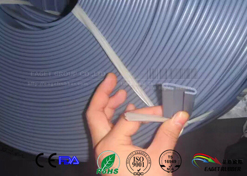 Lip seal of solid grey silicone rubber strip
