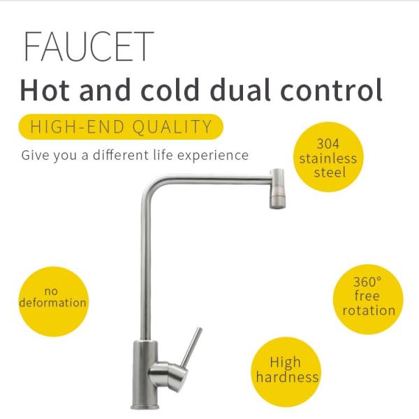 Single Hole Brushed Kitchen Sink Faucet Hot Cold Water Taps Stainless Steel Kitchen Faucet