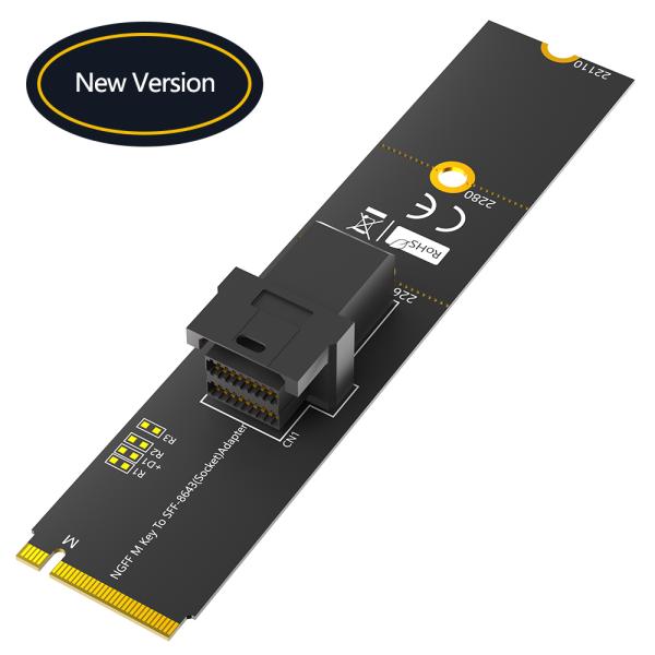 M.2 to SFF-8643 Adapter for NVMe SSD 32Gbps PCIe 3.0 x4