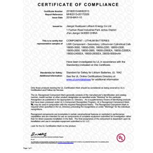 Jiangxi Hualiyuan Lithium Energy Co., Ltd. Certifications