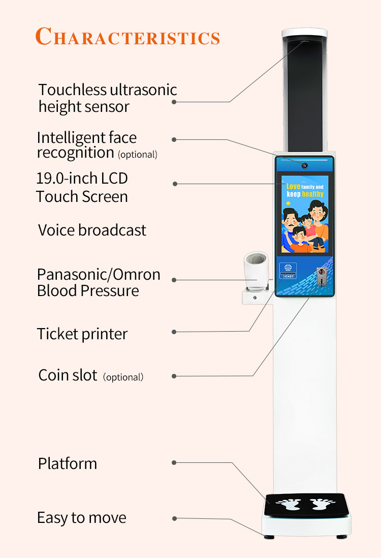 10.1 Inch Lcd Touch Screen Height Weight Blood Pressure Machine