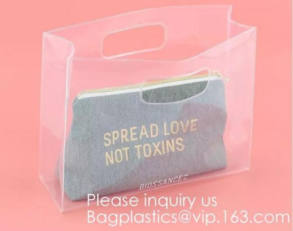 Quality Promotion Transparent Clear Shopping Pvc Bag With Custom Print Nylon & PVC Material Combined Custom Tote Bag Shopping Ba for sale
