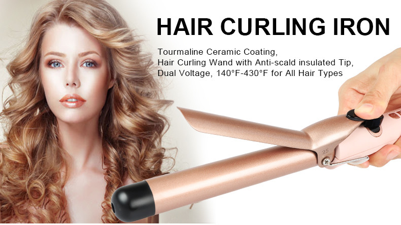 PTC 49W Ceramic Hair Curler , LCD Electric Hair Curling Iron
