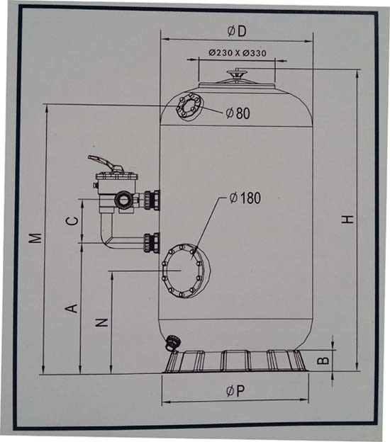 Deep Bed Swimming Pool Filter Fiberglass Wound Tank Industrial Use 6 Way Valve