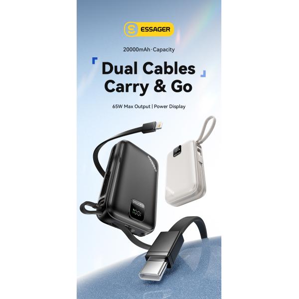 Essager ES-D025 65W Portable Laptop 20000mAh Power Bank With Type C Lightning Cables