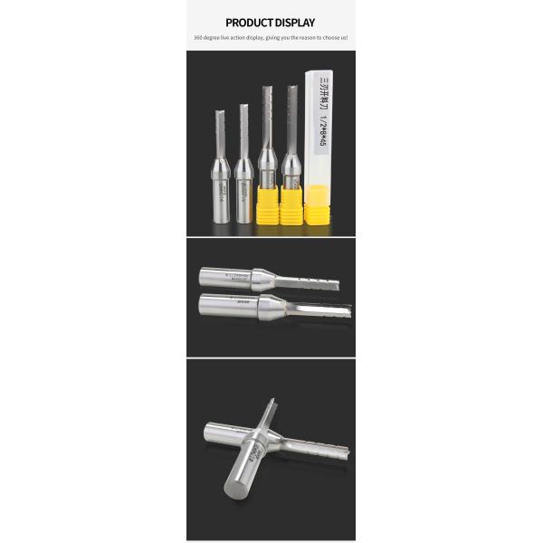 YingBa Durable Solide Carbide TCT Straight Router Bit 3 Flute Straight Milling Cutter Router Bits for Wood Slotting Woodworking