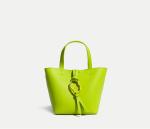 16cm Yellow Leather Tote Bag Cowhide Trapezoid Handbag